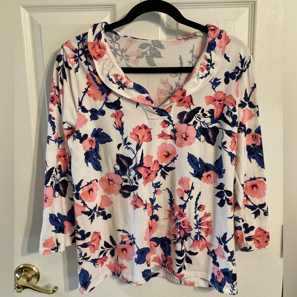 Talbots Floral Blouse in Pink and Blue
